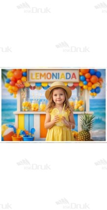 Tło fotograficzne „Kolorowa lemoniada na plaży z balonami” | 4043